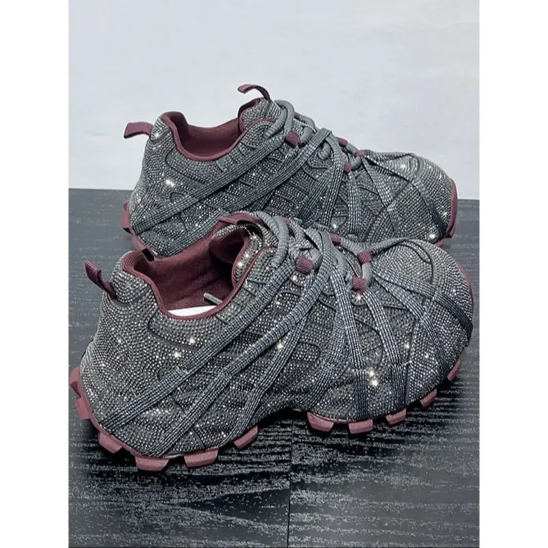 Women's New Fashion Elegant Water Diamond Walking Shoes - Thick-Sole, Non-Fatigue, Versatile Athletic Sneakers, Closed-Toe Sports Casual Footwear, Sports Shoes