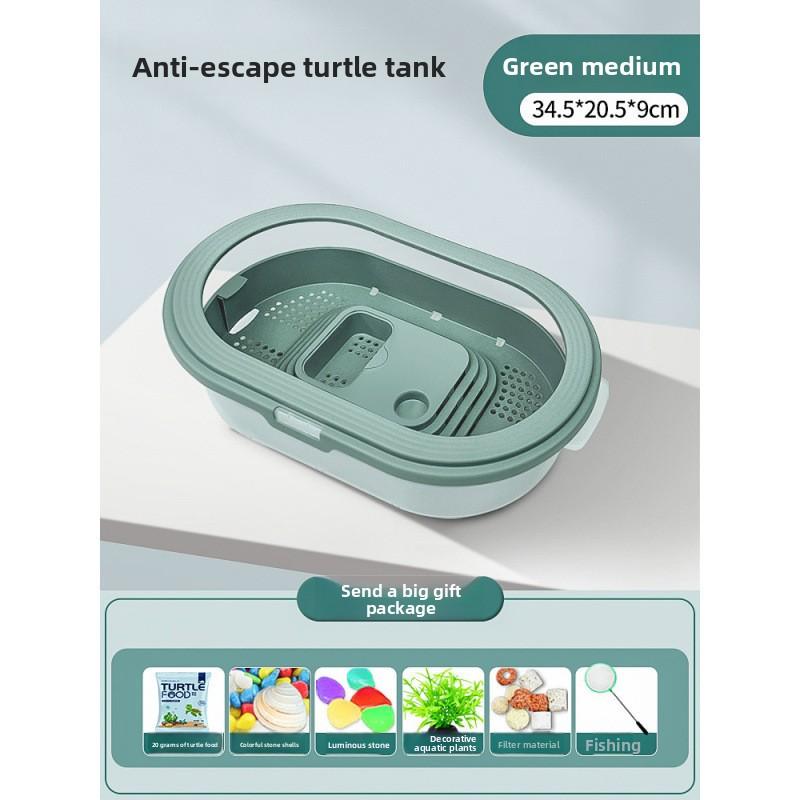 Turtle Tank for Home Use with Basking Platform Breeding Tank Ecological Tank Villa Plastic Turtle Basin Small Fish Tank