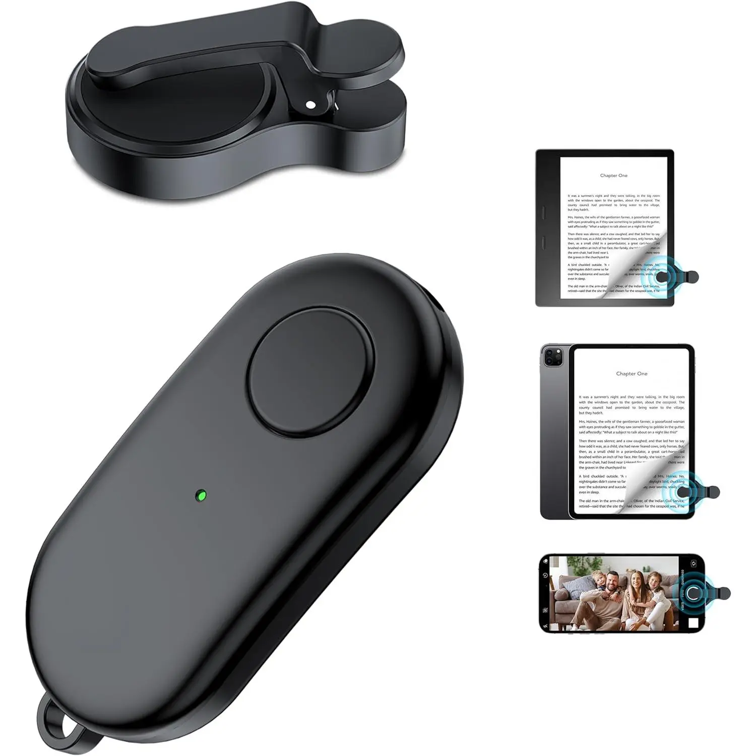 Remote Control Page Turner for Kindle Paperwhite  Kobo eReaders,Kindle Clicker Page Turner Accessories for ,iPad, Android Tablets Reading Novels,Camera Video Record&Shutter Selfie (Black)