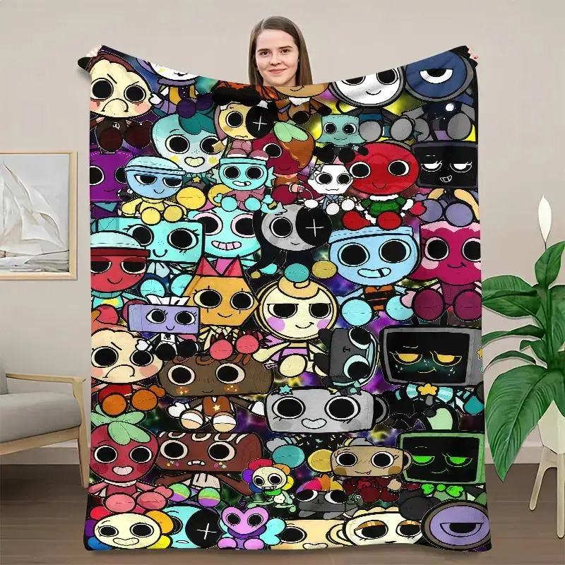 Dandy's World All Characters Collage Throw Blanket, Dark Galaxy Background Dense Mosaic Full Cute Cartoon Game Characters Flannel Blanket, Ultra Soft Fleece Cozy Throw, All Season Teen Bedroom Decor, Ideal Indie Horror Game Fan Gamer Birthday Holiday Gift