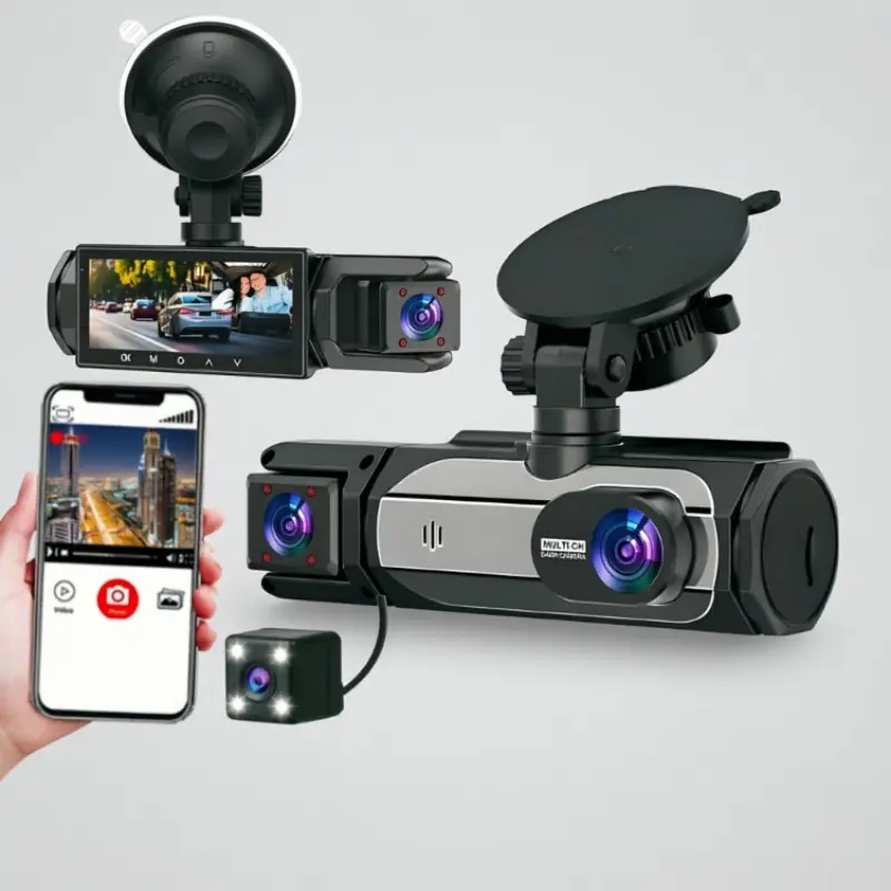 New 3.16-Inch Triple-Recording Dash Cam, Full HD Front/rear/internal View, Includes 32GB Card, Supports APP Playback