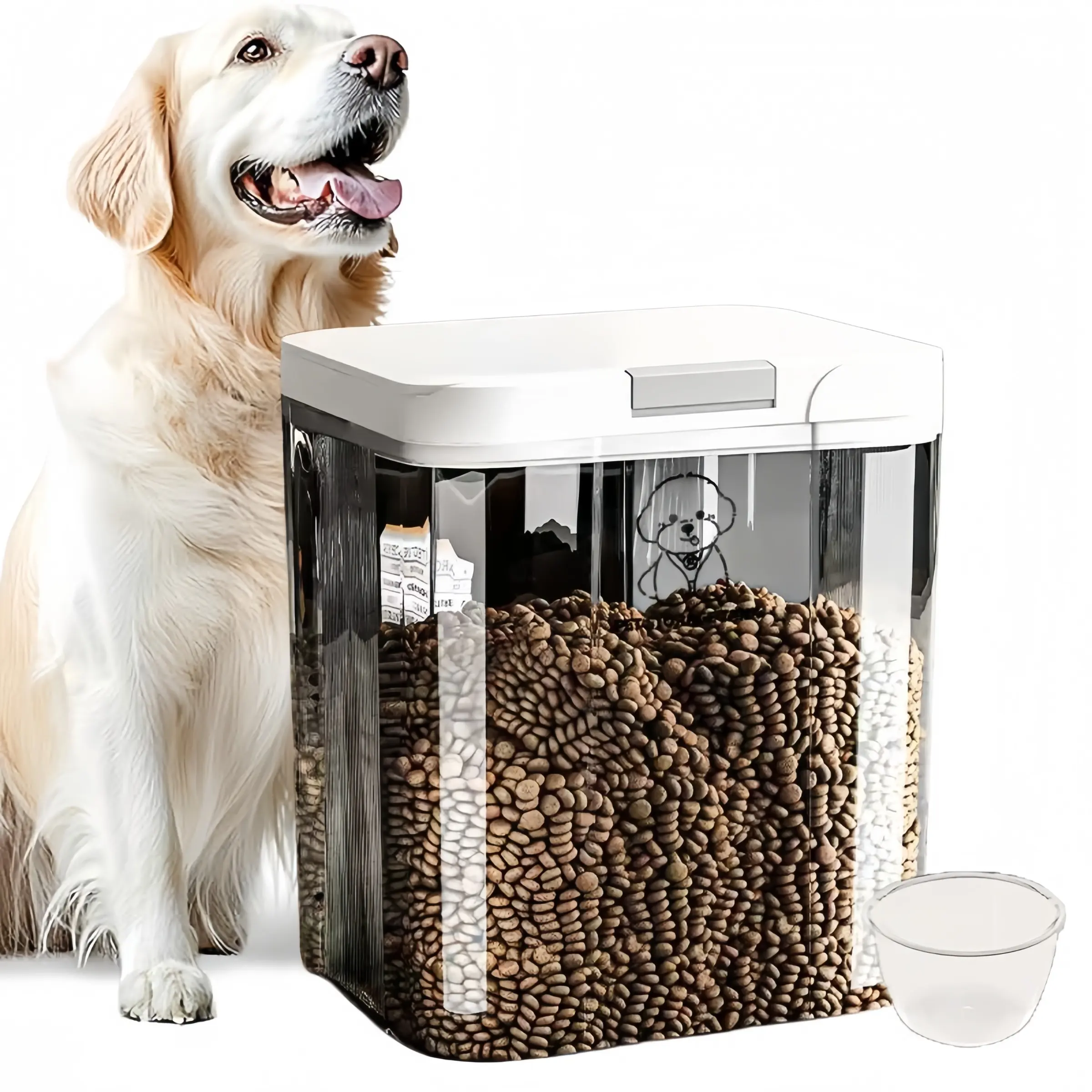 Pet Food Storage Bucket, Sealed Moisture-Proof Pet Summer Grain Box, Transparent Leak-Proof Pet Food Container, BPA-Free, Stackable