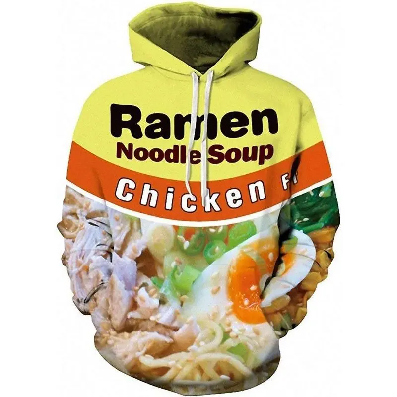 TOPKeasmto3DRamenChickenNoodleSoupHoodieBeefSweatshirtForMenWomenCottonCuteCool Menswear Polyester