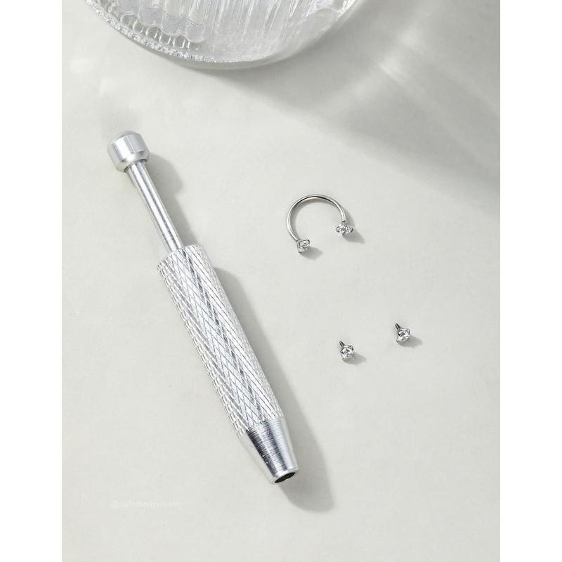 Horseshoe Nose Rings Studs, 20G Internally Threaded Nose Rings For Women, 316L Surgical Steel Double Cubic Zirconia Nose Studs, Lip Eyebrow Helix Ear Piercing Jewelry