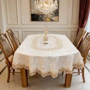 Elegant Oval Embroidered Tablecloth, Oil-Resistant, Durable, Easy Clean, Reusable, Heat-Resistant, Non-Slip, Ideal for Home, Parties, Weddings