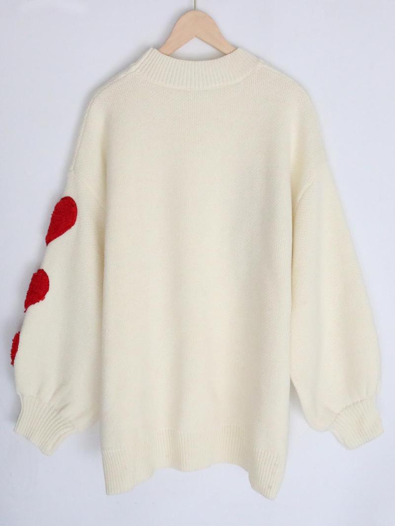 【Plus Size】 Colorblock Heart Pattern Crew Neck Sweater, Casual Long Sleeve Pullover Jumper for Daily Outdoor Wear, Women Plus Clothing for Fall & Winter