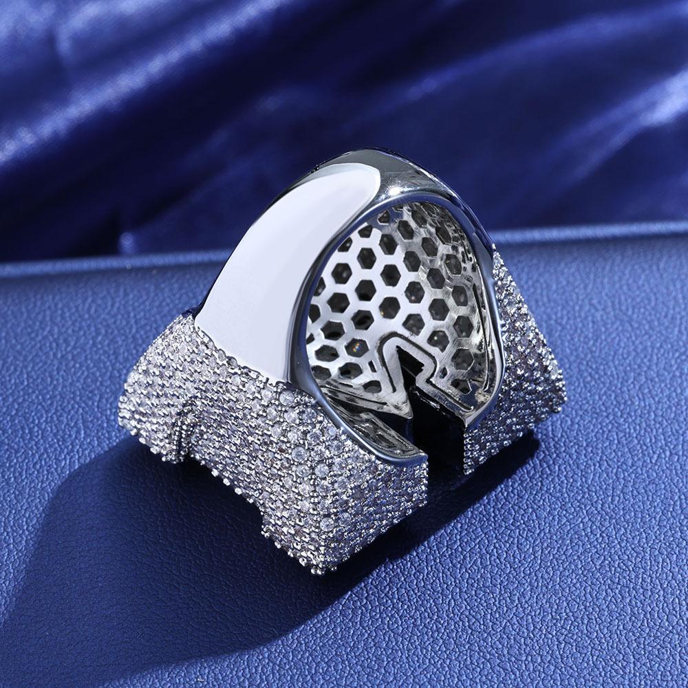 FSTVE  New style hip-hop English zircon letter ring for men, trendy and personalized ring for fashionable guys