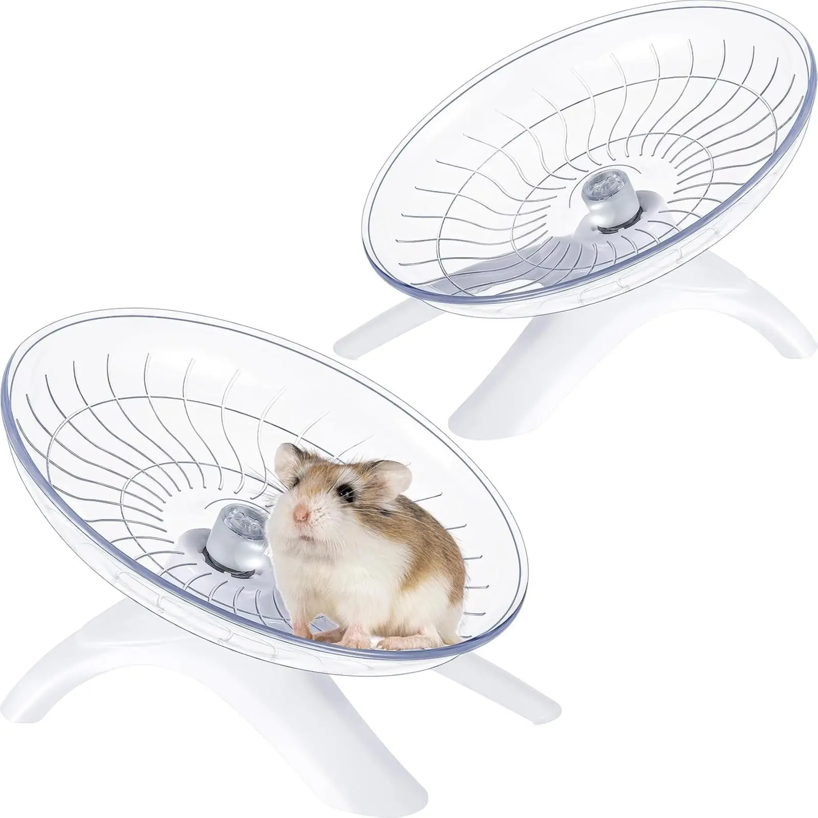 Silent Hamster Flying Saucer Wheel Quiet Running Exercise Spinner for Hamsters, Gerbils, Mice, Hedgehogs & Guinea Pigs, Small Pet Fitness Toy
