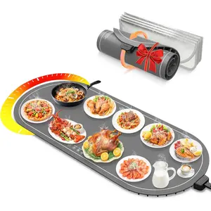 Food Warming Mats for Countertop Extra Large(XXL 36"x15"),Electric Heating Pad for Food,Roll Up Silicone Warmer Mat for Party and Kitchen,Practical Cooking Birthday Gift for Mom and Women(Gray)