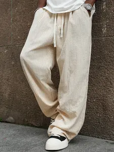 Men's Textured Bubble Wide Leg Pants, Comfortable and Breathable, Easy to Achieve Relaxed Look, Ideal for Casual Wear