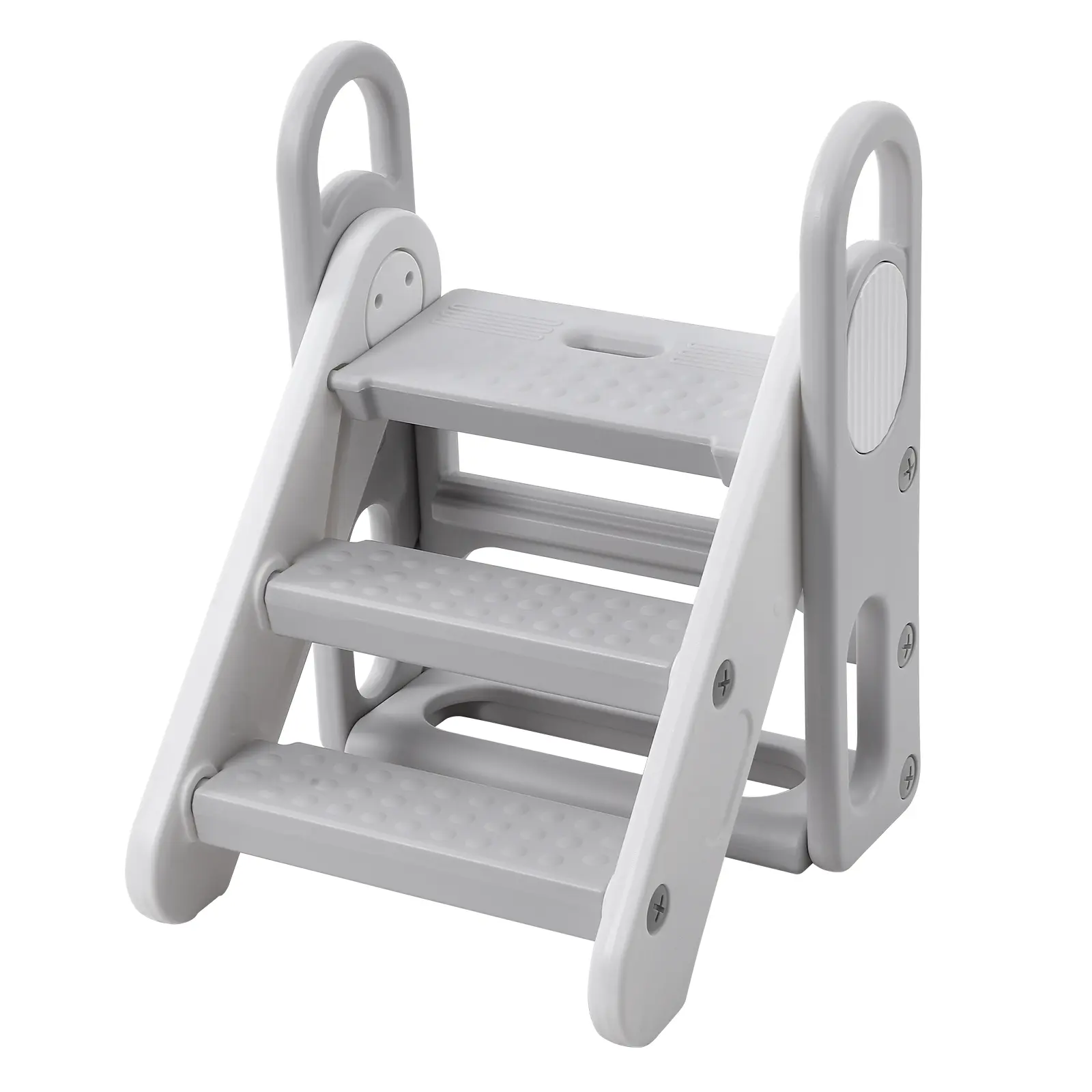 Adjustable Collapsible Step Stool for Kids and Toddlers – 3-Step Non-Slip Kitchen Organizer with Handles – Plastic Standing Ladder for Bathroom Basin, Toilet Potty Training