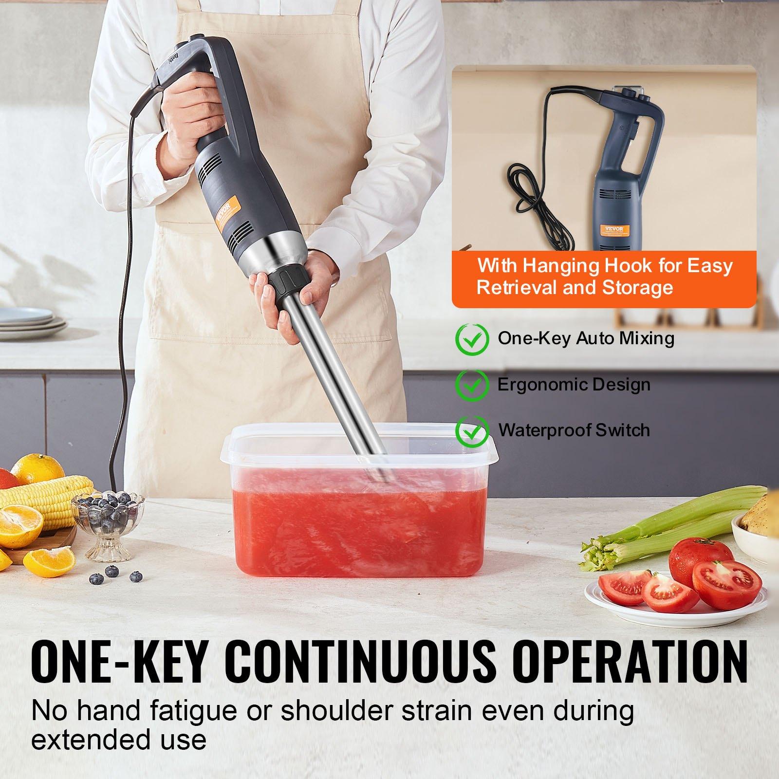 VEVOR Commercial Immersion Blender, 350W Heavy Duty Hand Mixer, 16 inch Stepless Variable Speed Mixer with Stainless Steel Blade, Multi-Purpose Portable Mixer for Soup, Sauces, Mashed Potatoes, Cream
