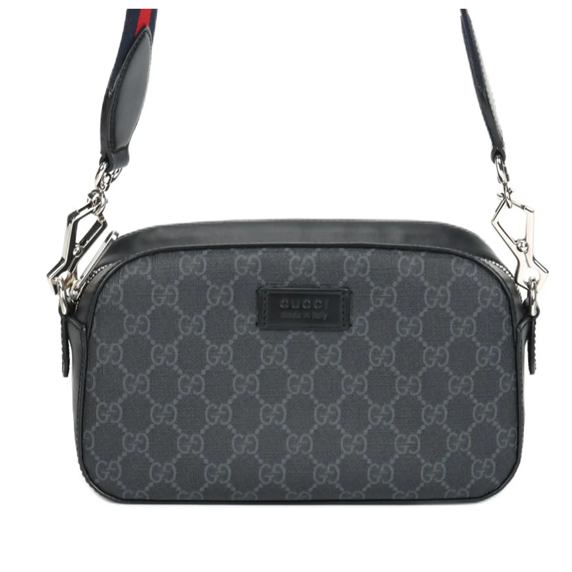 Gucci GG Monogram Canvas and Leather Camera Bag – Men’s Crossbody Shoulder Bag in Black and Gray