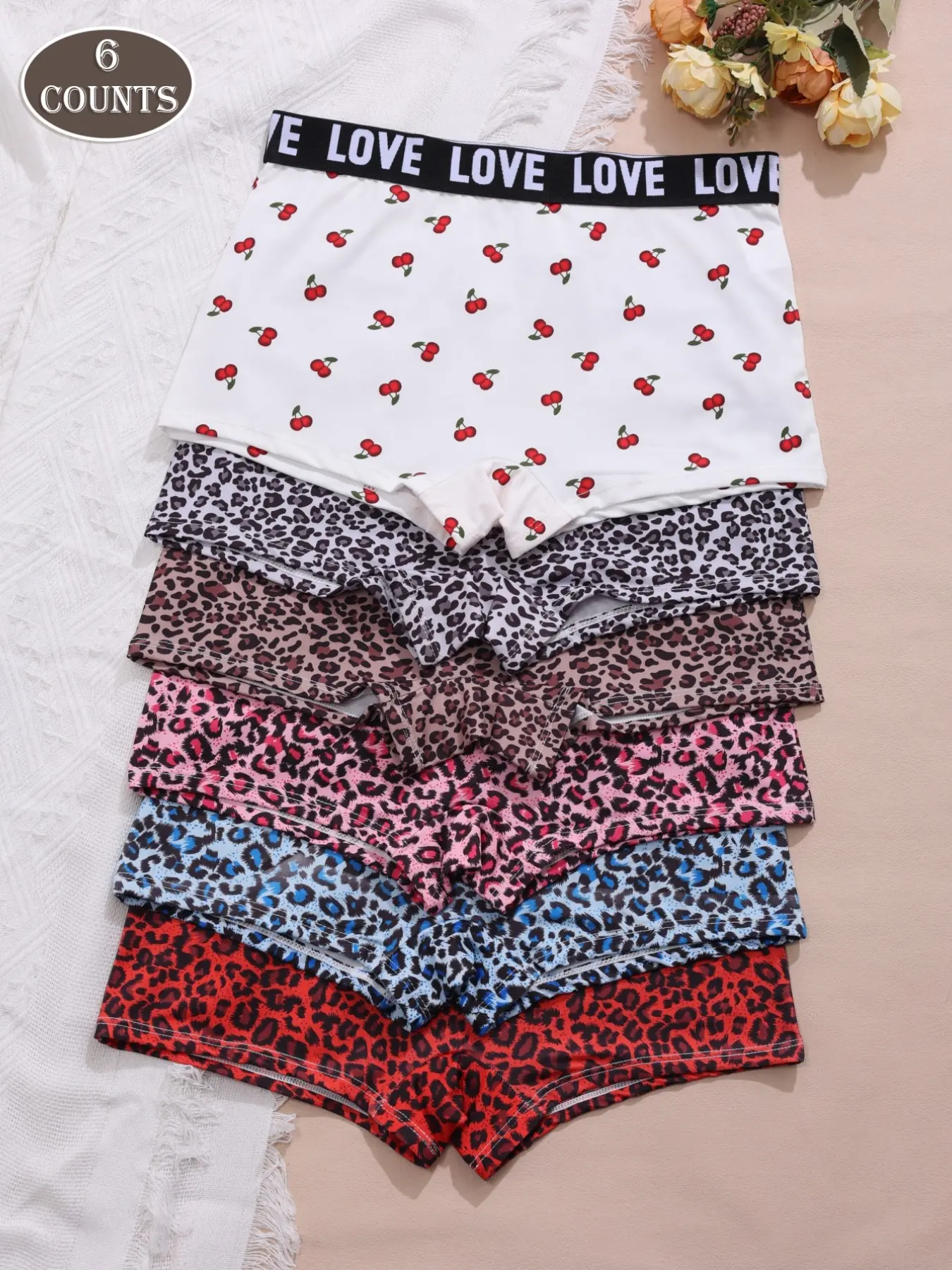 7-Piece Set Women's Multicolor Print Fashion Comfortable Briefs, Stylish and Cozy Underwear for Everyday Wear, Perfect for All Seasons