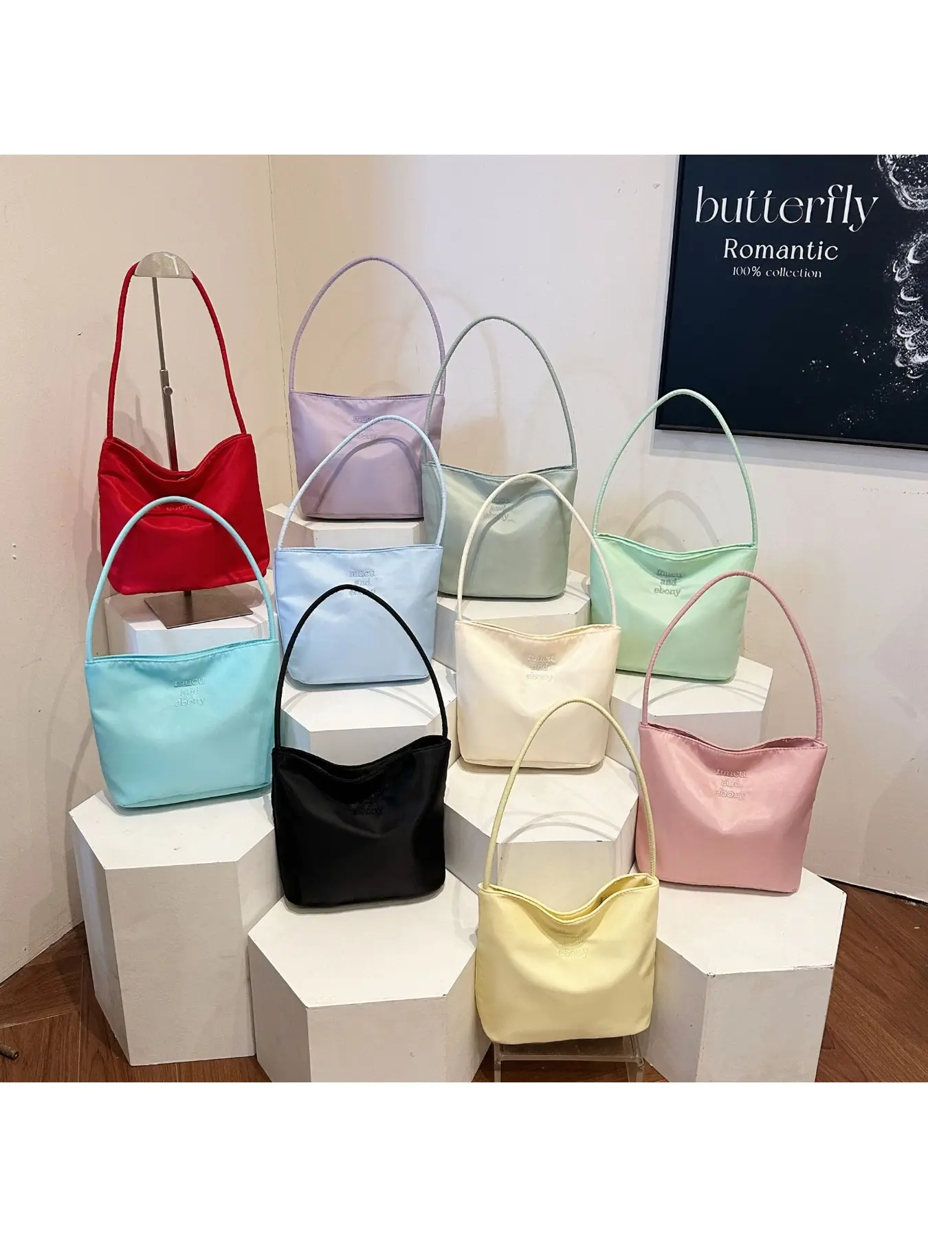 New Women Bucket Bag, Minimalist Casual Versatile Handbag, Nylon Underarm Shoulder Purse