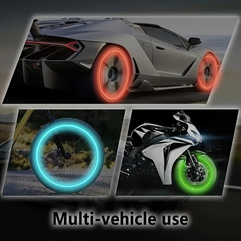 [Glow in the Dark Tire Covers] 8-Pack Glow in the Dark Skull Tire Valve Caps, Universal Fit Luminous Car Wheel Air Covers for SUV, Bicycle, Truck, Motorcycle - Plastic Material