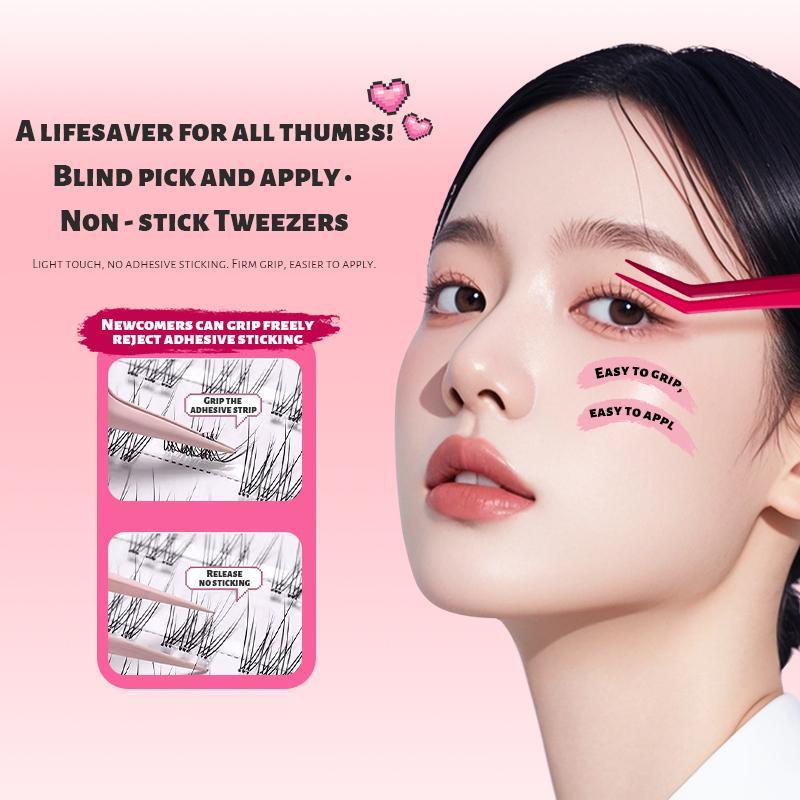 Nano Anti-Stick Eyelash Extension Tweezers, Professional Lash Extender for Girls & Women, Beginner Friendly Smooth Straight & Curved Tweezers