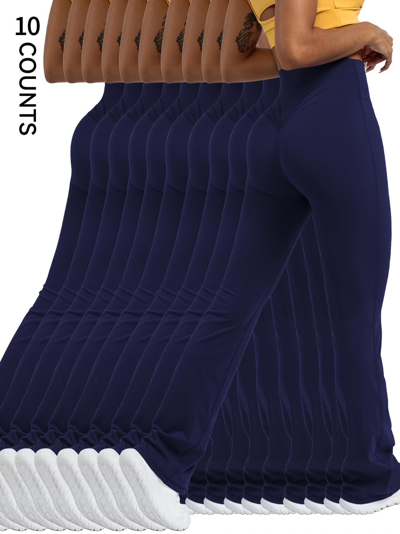 Women's Basic Plain High Waist Slim Flare Leg Yoga Pants, Flared Yoga Bottoms, Solid Bell Bottom Sports Trousers for Workout Gym Fitness, Women's Joggers