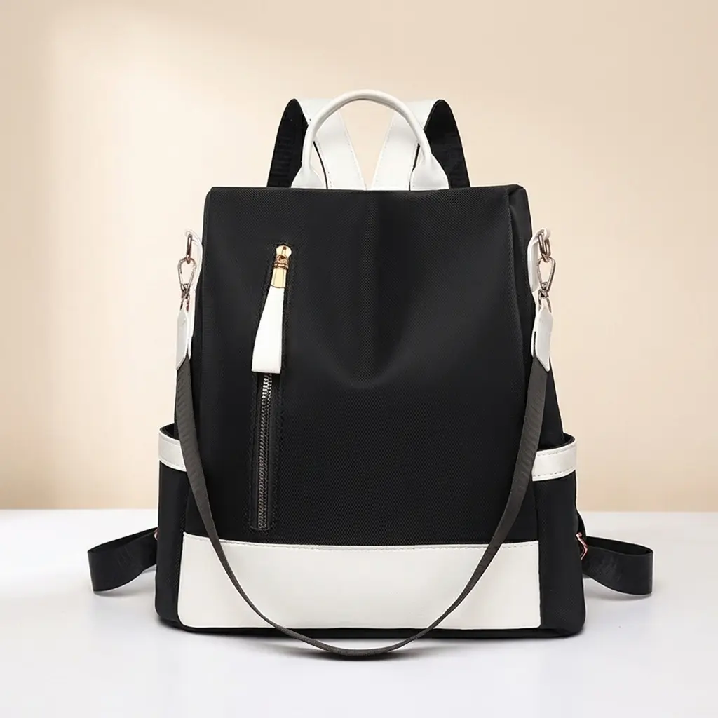 Women's Adults' Boxy Shape PU Exterior Backpack - Medium-Soft, Waterproof, Anti-Theft Zipper Stash Pocket, Quick Valuables Access, Adjustable Shoulder Straps, 35x32x15cm, Everyday Carry, Back to School Haul, Chic Casual Plain Multi-Functional Daypack