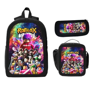 Roblox Backpack With Lunch Box Pencil Case 3 In 1 For Boy Girl Teen Schoolbag Lightweight Large Capacity 600D Oxford Cloth Adjustable Straps Comfortable Mesh Back Cushioning backpack goals-E