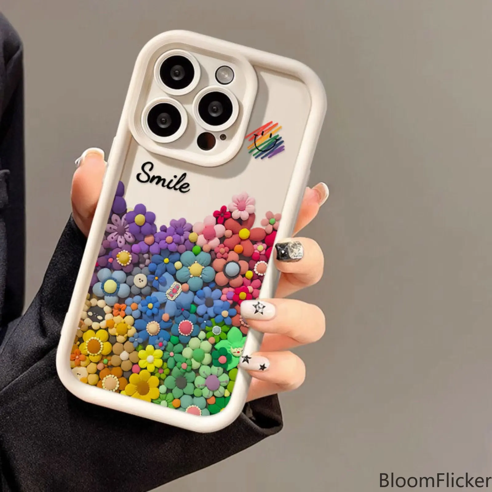 Colorful Floral Clear Phone Case Precise Cutouts Compatible with iPhone 14 15 16 Pro 17 Pro Max Luxury Slim Protective Cellphone Cover