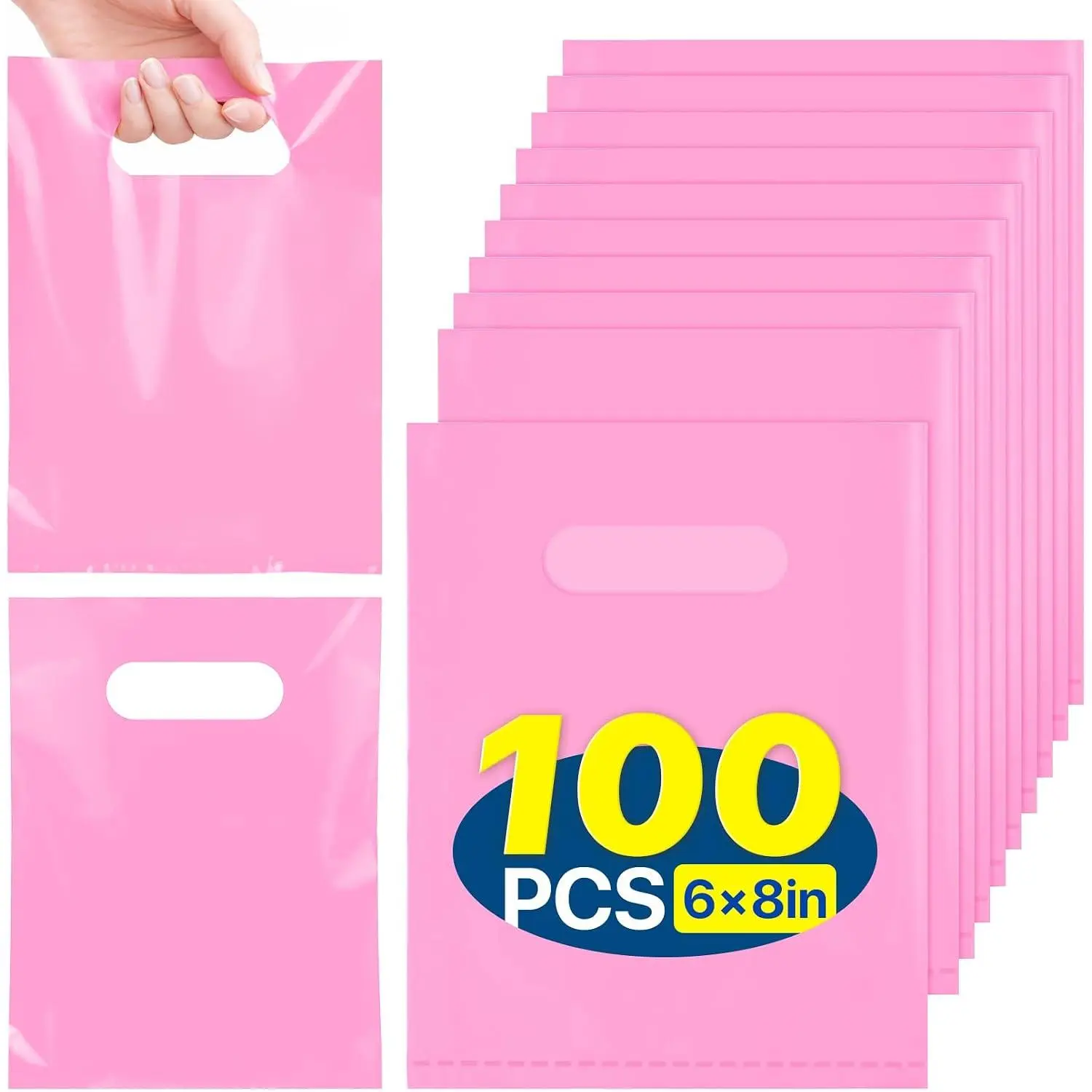 Party Favor Bags 100 count, Goodie Bags Small  Bag for  Birthday Party, Wedding, Party Supplies  Bag for Easter Candy, Goodies, Crafts(5.9x7.9 inch)