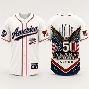 USA 250 Years Baseball Jersey, Name USA 250th Anniversary Jersey, America 1776 2026 Freedom Shirt, Patriotic Eagle Jersey,Comfortable to wear, breathable and sweat-wicking