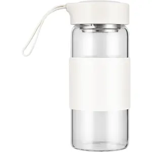Small Glass Shaker Bottle,16oz BPA Free Odorless Shaker Bottle with 304SS Mixing Ball and Removable Cleaning Brush  ness & Protein Shakes(White-1Pack)