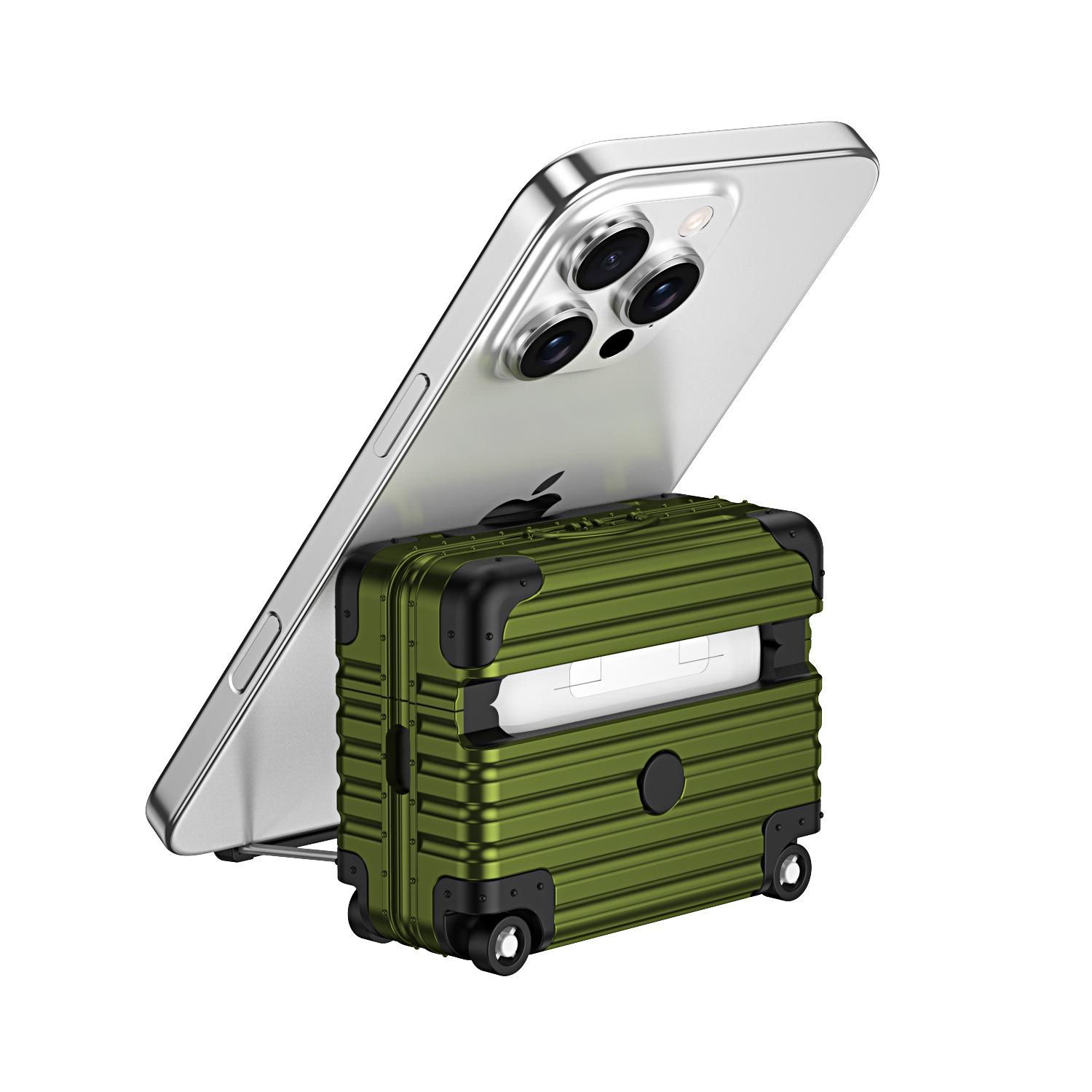 AirPods Case for AirPods 4th Generation, AirPods Pro 2, AirPods Pro 3, Shockproof Suitcase Luggage Design Protective Cover with Built-in Phone Stand, Lockable, Support Horizontal & Vertical StandAirPods Case for AirPods 4th Generation, AirPods Pro 2, AirP