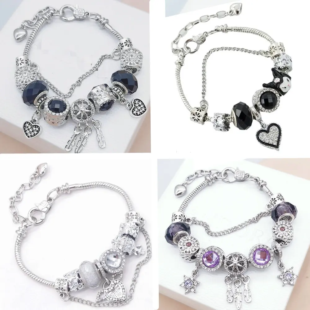 DIY bracelet, dreamcatcher, cartoon Kuromi, large-hole beaded bracelet, friendship bracelet, crystal pendant bracelet, energy bracelet, charm bracelet, elegant women's jewelry gift