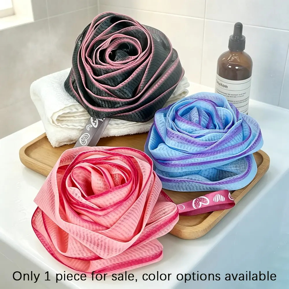 Gradient Rose Shaped Bath Flower, High Elasticity Soft Foaming Bath Ball, Dual Color Hanging Rope Design, Household Scrubbing Bath Product
