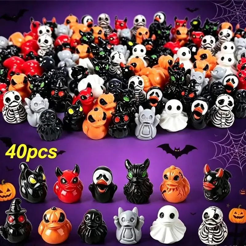 Mini demonic ghost skull resin duck, cute and eerie desktop decoration, home decoration item, Halloween and Christmas decoration, party gift, Collectible Home Decor
