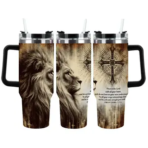 Lion of Judah Christian Tumbler – Trust in the Lord Proverbs 3:5-6 Faith Cup for Christian Men, Daily Scripture Reminder for Dad, Husband & Men of Faith