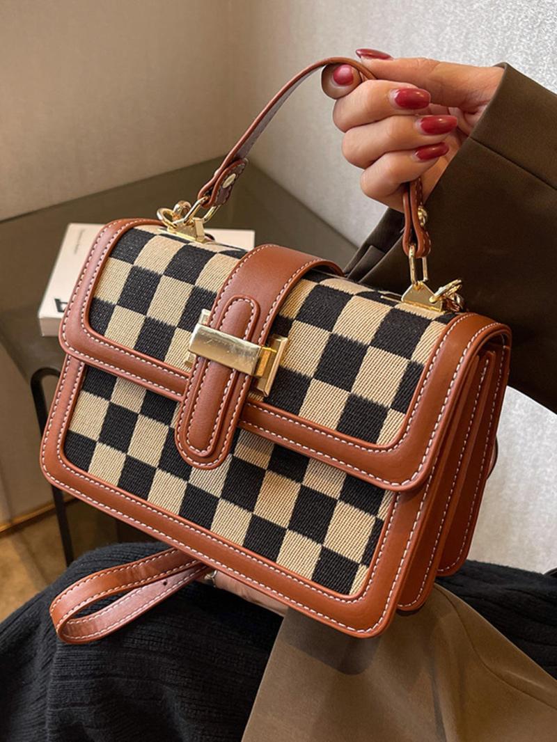 Women's Fashionable Plaid Pattern Crossbody Bag, Casual PU Leather Shoulder Bag for Daily Used, Trendy Versatile High-quality Daily Commuting Bag, Unique Bags, Handbag Sling Bag, Fashionable Patterned Bag