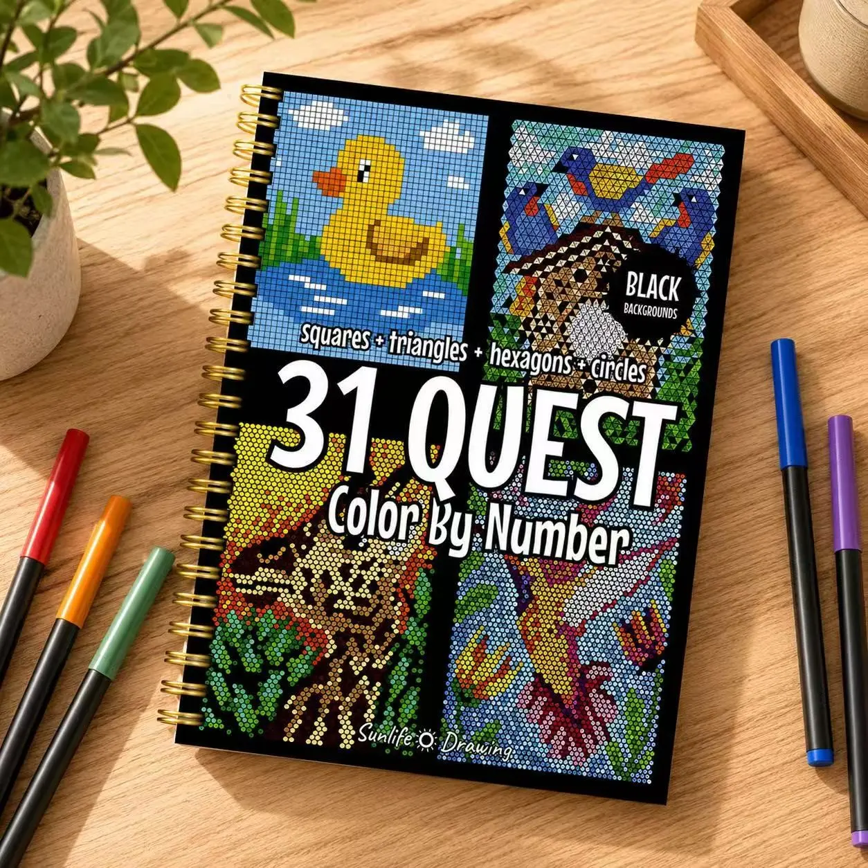 31 Colors Digital Dot Puzzle Book, Addictive Coloring Activity Book, Relax Brain, Reveal Hidden Art, Perfect for Stress Relief and Fun