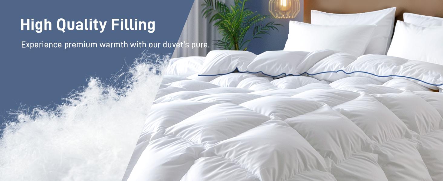 Hypoallergenic All Season Lightweight Softness Down Comforter, King Size (106"x90") White Feather Down Comforter or Duvet Insert, Machine Washable,Oeko-TEX Certified