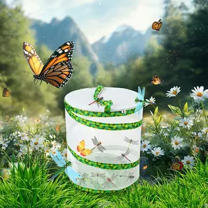 Pop Up Foldable Butterfly Habitat Cage Growing Kit 7.8" x 11" Tall Clear Mesh Enclosure Terrarium