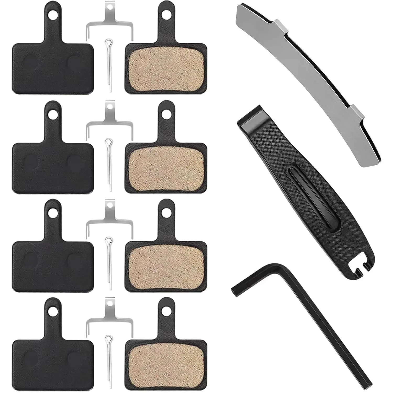 4 Pairs Bike Brake Pads,Bicycle Brake Pads with Installation Tools | Compatible with Trp Tektro Shimano Brake Pads MT200 M355 M446 M315 M365,MTB Bike Disc Brake Pads Ebike Brake Pads