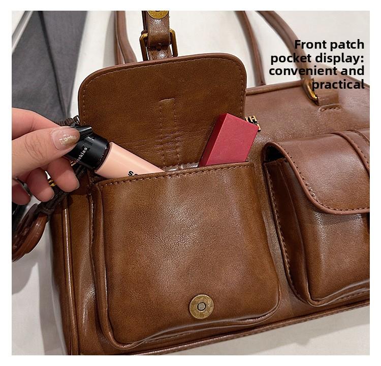 Women's Solid Color Shoulder Bag, Fashionable Large Capacity Shoulder Bag with Charm, Casual Versatile Commuting Bag for Daily Used