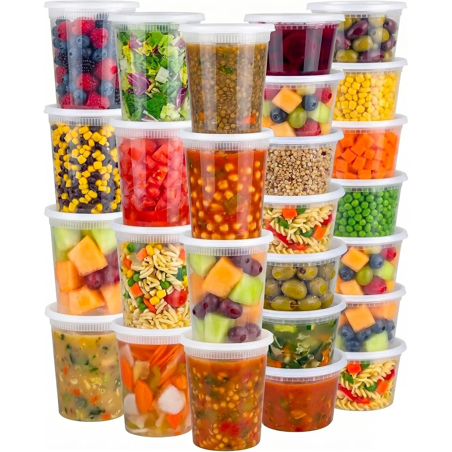 48 Sets Plastic Deli Containers with  - 16oz Pint & 32oz Quart | Leak Proof, Microwaveable, Dishwasher & Freezer Safe - Plastic  Storage, Meal Prep, Restaurant & Soup Containers