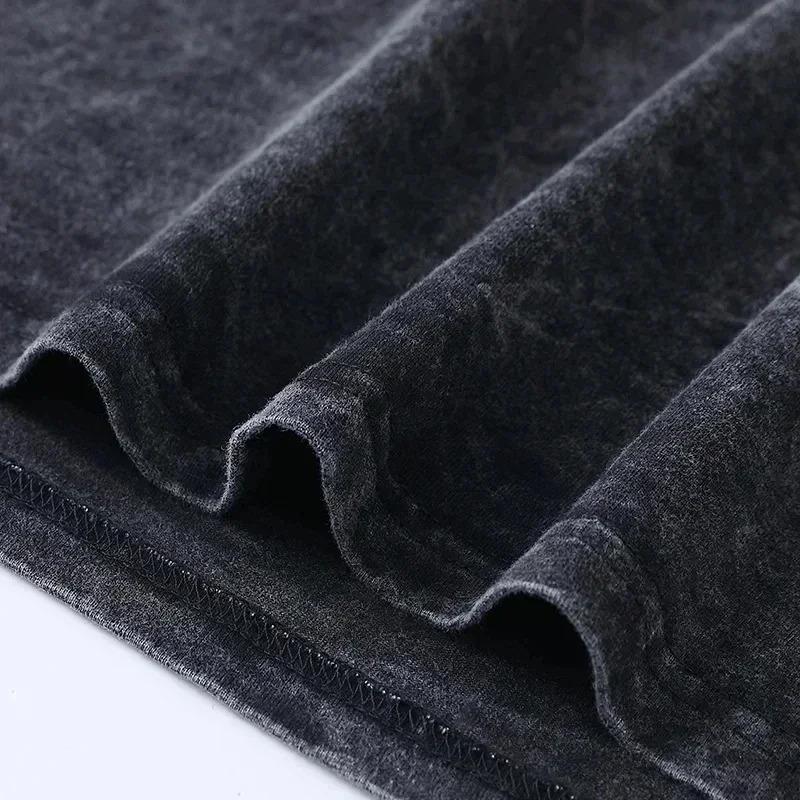 2026 Summer New Zenitsu Agatsuma Breath of Thunder Retro Washed Old T-shirt Demon Slayer 90s Street Style Short-sleeved Top