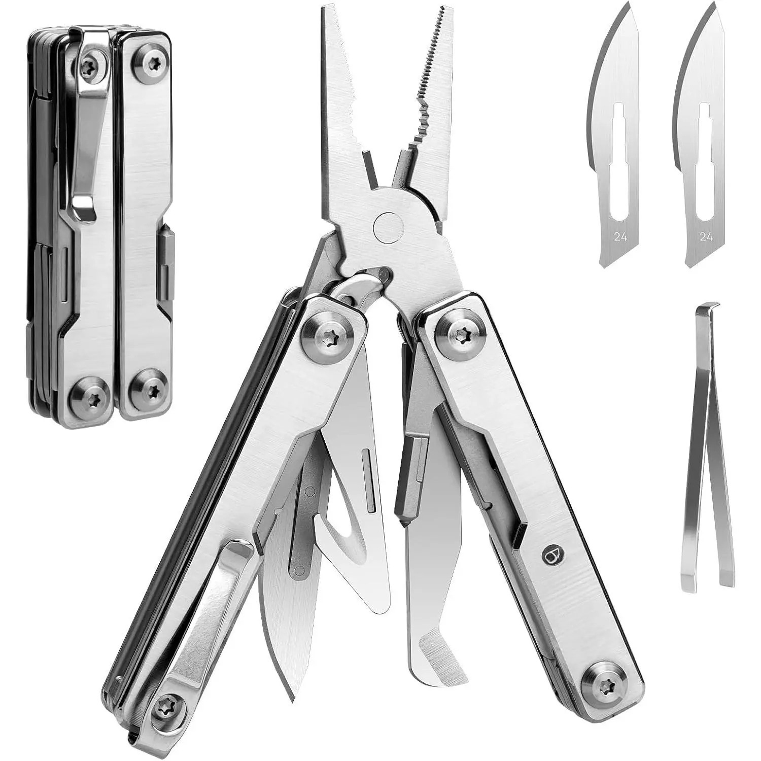 Mini Multitool Pliers BI2051A, Mini Pocket Pliers with Window Breaker, Seat Belt , Bottle Opener for Outdoor , EDC Multi Tool with Pocket Clip, Gifts for Men Women