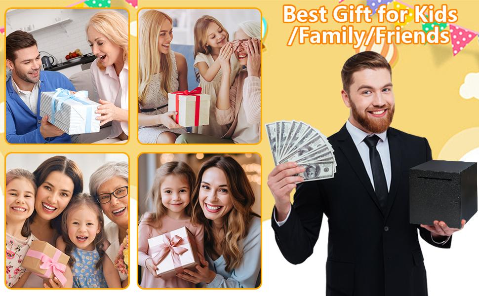 Stainless Steel Piggy Bank for Adults, Indestructible Savings Box for Cash, Must-Break-to-Open Metal Secure Money Banks for Kids, Unbreakable Coin Bank for Money Saving Plan (Black, 4.72inch)