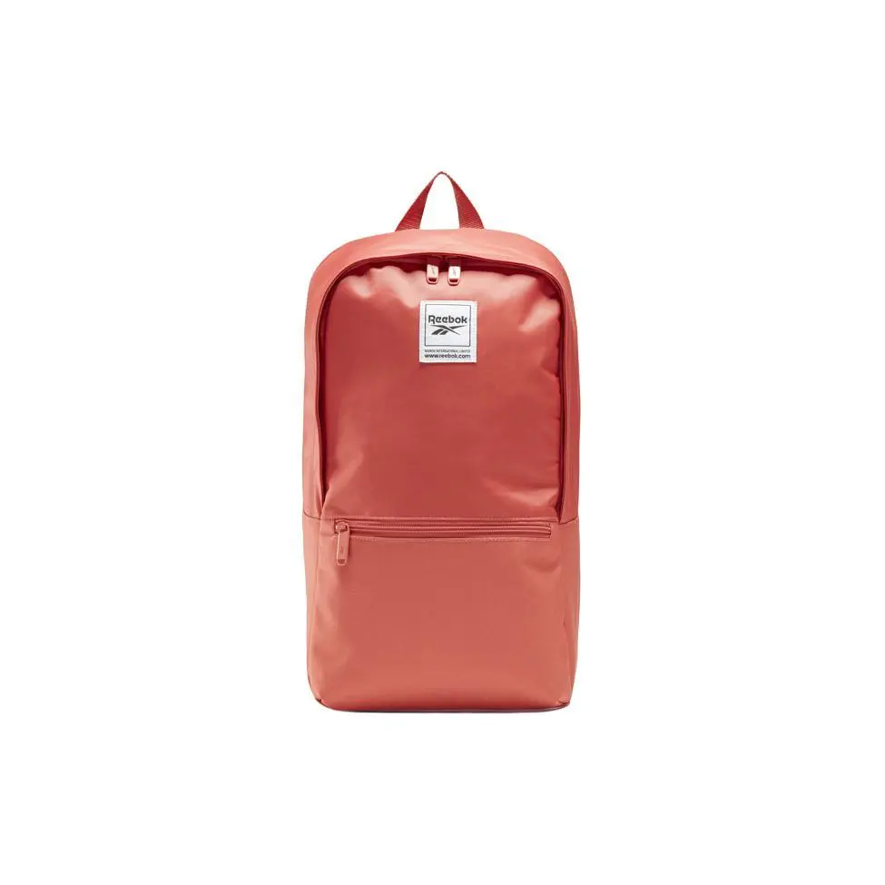 Reebok Solid Logo Large Zippered Polyester Backpack for Men and Women, Casual Orange