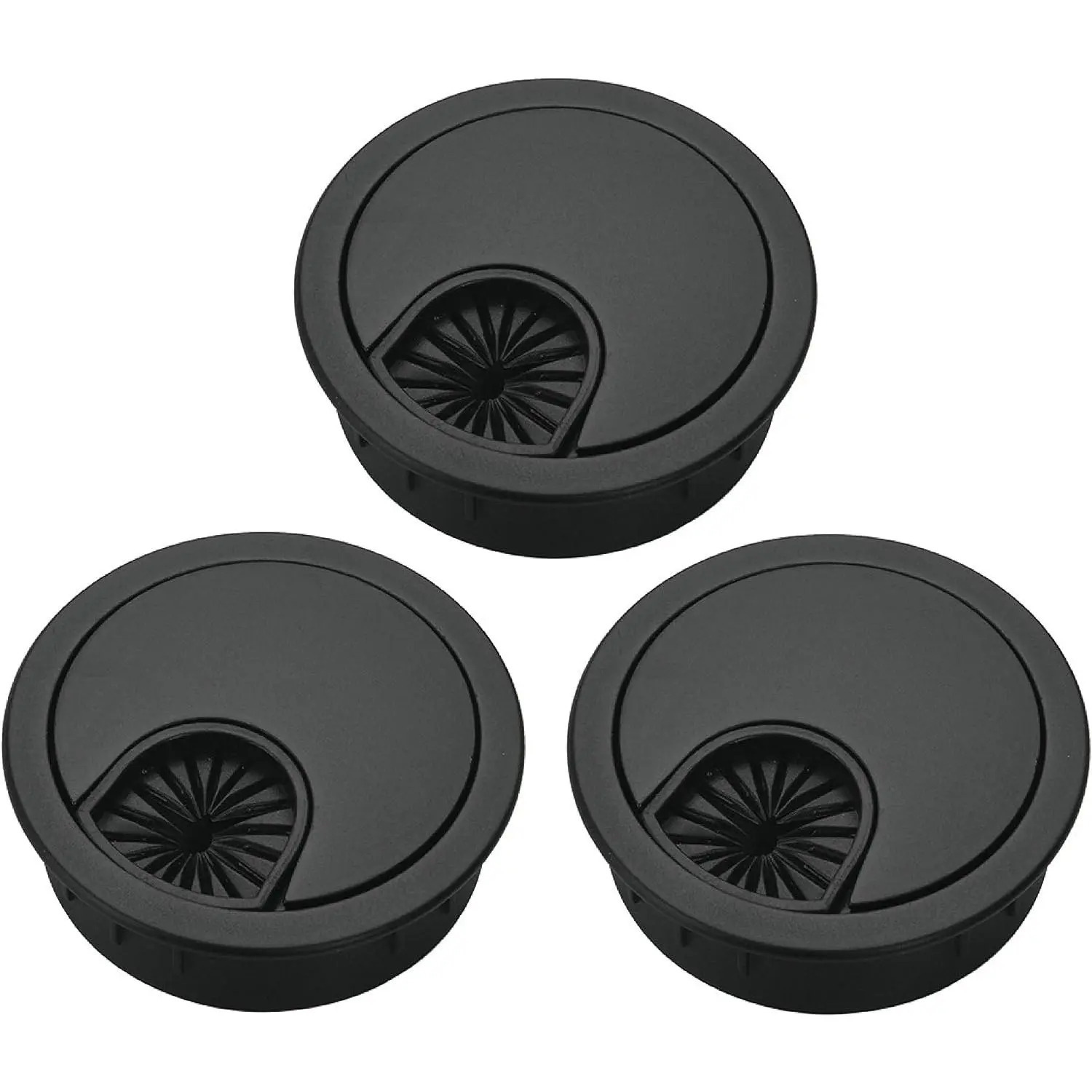 3 count Satin Nickel Metal  Grommet, Zinc Alloy Desk Table Grommet  Cord Hole Cover for  and Office, Fits 2inchs Hole 50MM Black