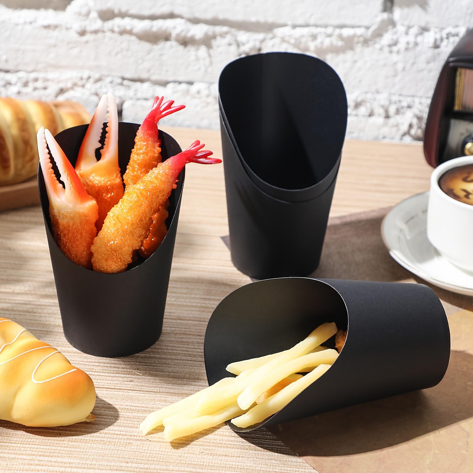 For Banquets, Holidays & Birthday Parties, Portable Handheld Snack Serving Solution, 100 Pack 14oz Black Deli Paper Cones, Ideal for French Fries, Waffle Cones & Snacks, Effortlessly Create Upscale Party Vibe, Disposable Party & Event Supplies
