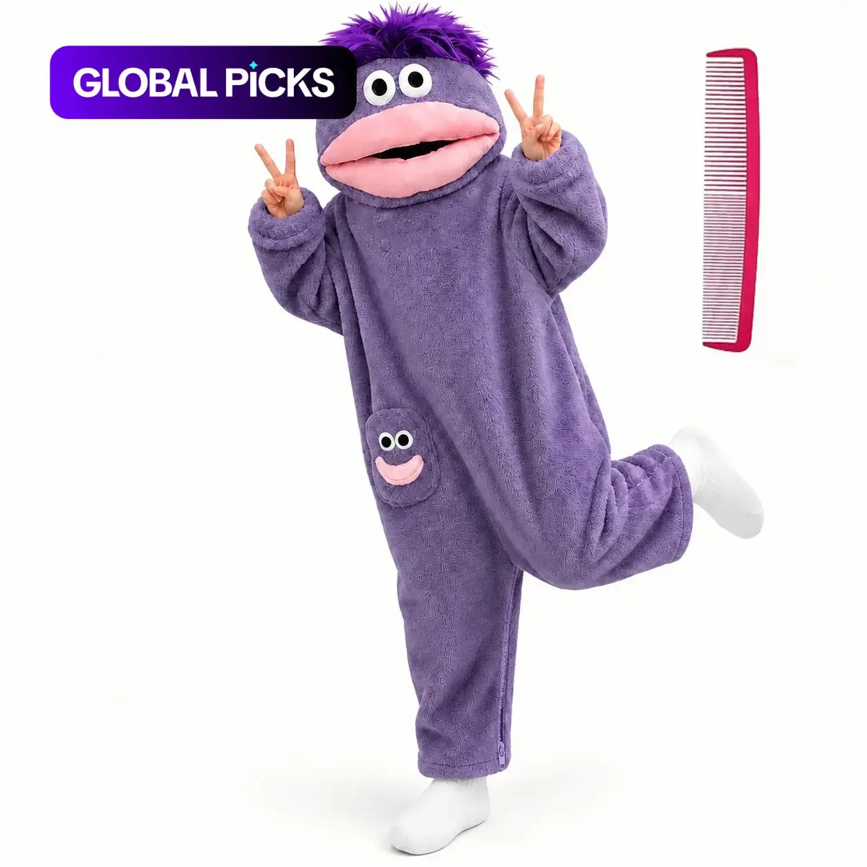 Cute Monster Wearable Hooded Onesie with Pocket for Women and Men, Soft Plush Fleece Fabric, Warm Cozy Jumpsuit, Silly Wearable Onesie, Ideal for Home and Parties, Birthday Gift #GLOBAL PICKS