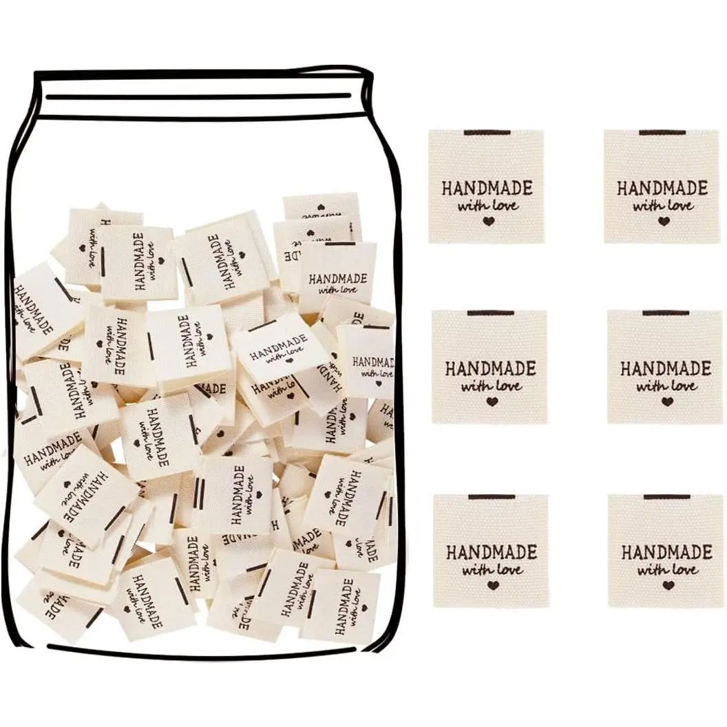 Women's Tops & Blouses 100pcs Durable Tags - Woven Fabric Sewing Text Labels with Handmade Love Text for Handmade Items, Crochet Projects, DIY Crafts