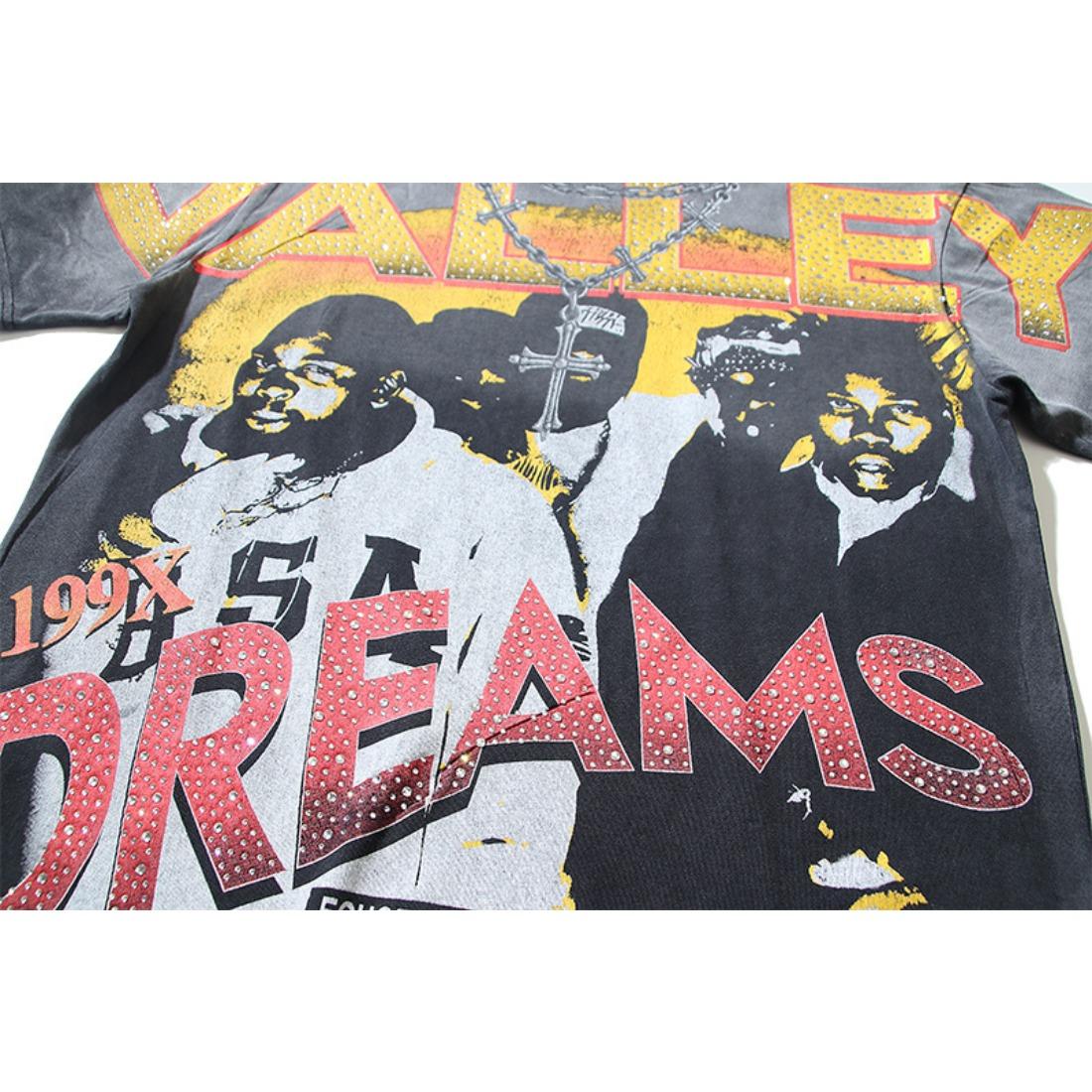 Vale Vintage Washed Streetwear T-Shirt, Bling Rhinestone Heat Transfer Print, Retro American High Street Singer Portrait & Letter Graphic, Y2K Hip Hop Summer Cotton Crew Neck Short Sleeve Tee