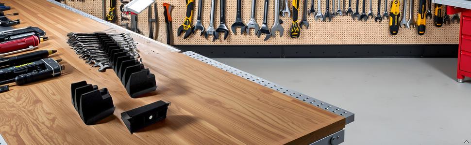 92 Pack Wrench Organizers for Toolbox Drawers - Modular Wrench Rack with Metric & SAE Labels - Wrench Holders Organizers for Tool (Black)